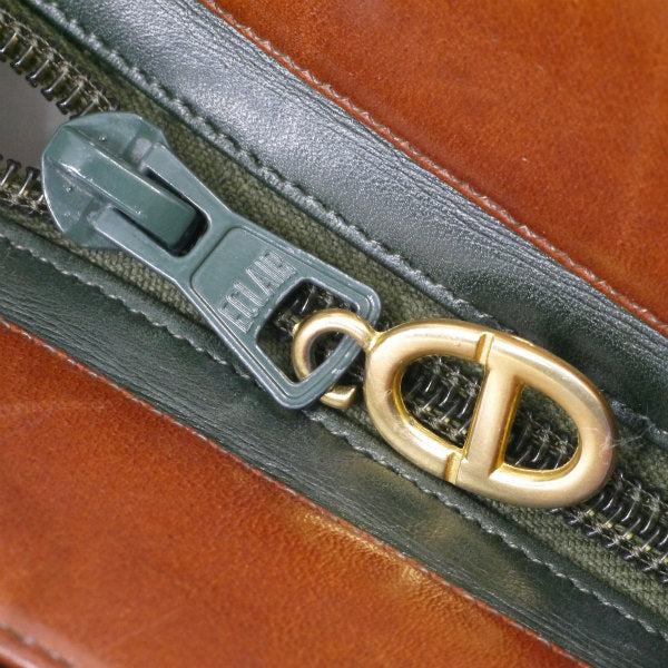 Old Dior　バイカラー総革2WAYショルダー（深緑×茶）