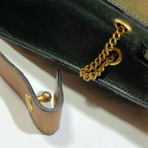 Old Dior　バイカラー総革2WAYショルダー（深緑×茶）