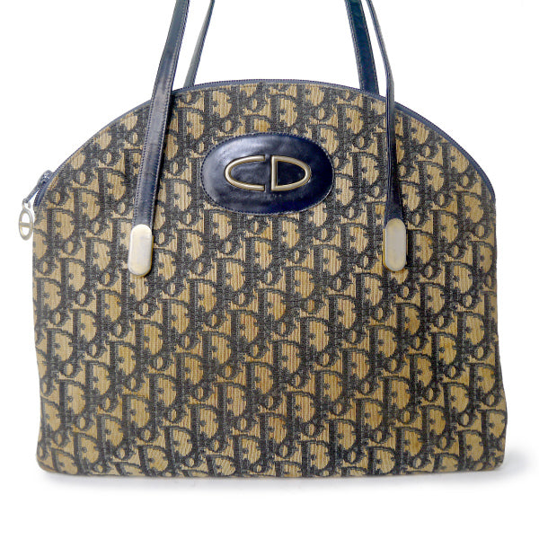 OLD Dior トロッター柄CDロゴトートショルダーバッグ（青）