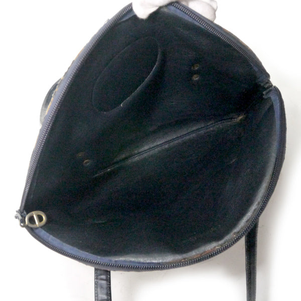 OLD Dior トロッター柄CDロゴトートショルダーバッグ（青）