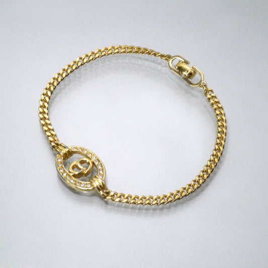 C.Dior オーバルロゴストーン ブレスレット（ゴールド）