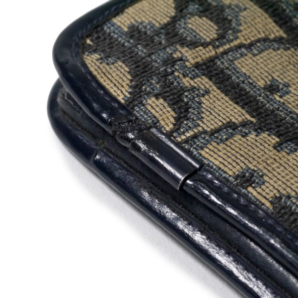 OLD Dior　トロッター柄キャンバスレザー2つ折り財布（青）