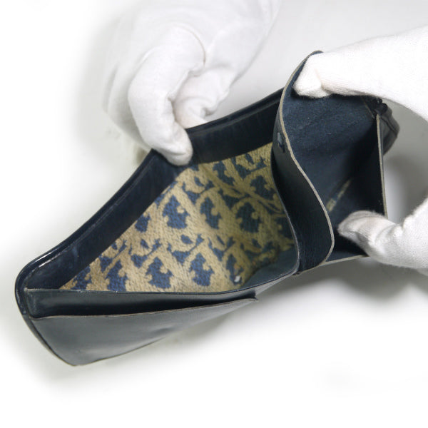 OLD Dior　トロッター柄キャンバスレザー2つ折り財布（青）