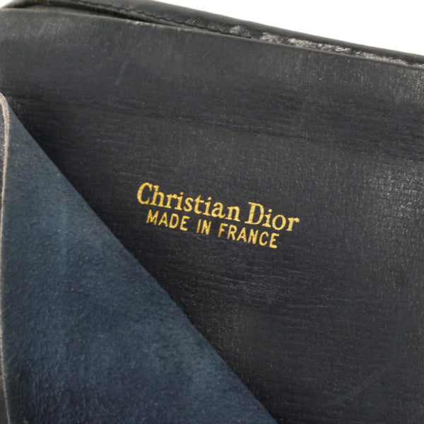 OLD Dior　トロッター柄キャンバスレザー2つ折り財布（青）