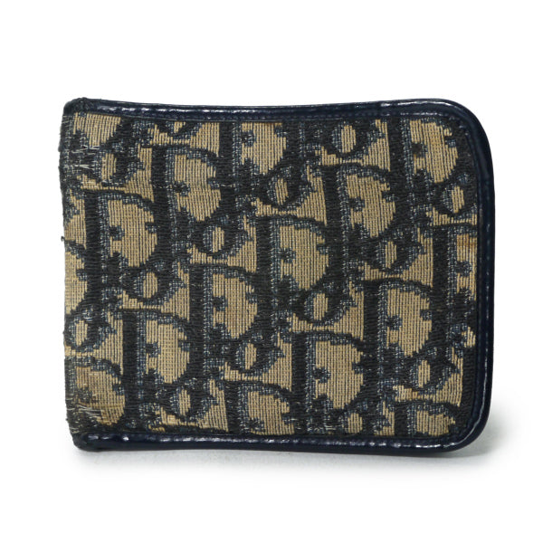 OLD Dior　トロッター柄キャンバスレザー2つ折り財布（青）