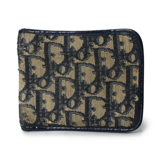 OLD Dior　トロッター柄キャンバスレザー2つ折り財布（青）