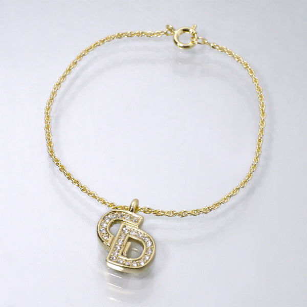 C.Dior　ラインストーンロゴブレスレット（ゴールド）