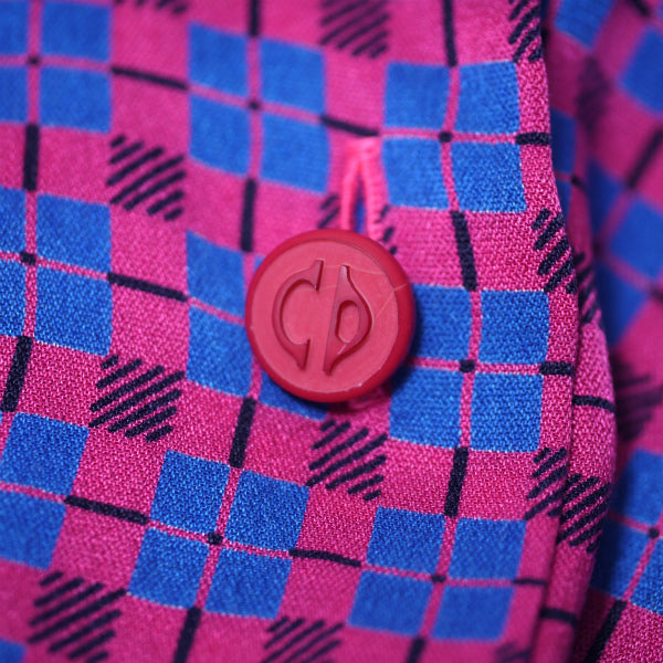 Old Dior チェック柄レトロシルクブラウス （ピンク系）
