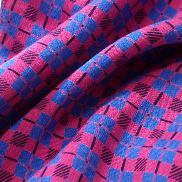 Old Dior チェック柄レトロシルクブラウス （ピンク系）