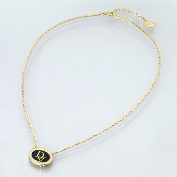 C.Dior ロゴ入りネックレス（ジルコニア×ブラック）