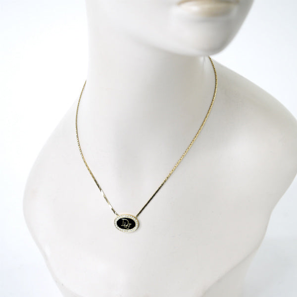 C.Dior ロゴ入りネックレス（ジルコニア×ブラック）