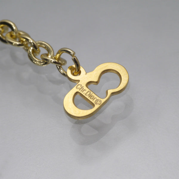 C.Dior ラインストーンオーバルロゴネックレス（ブラック×ゴールド）