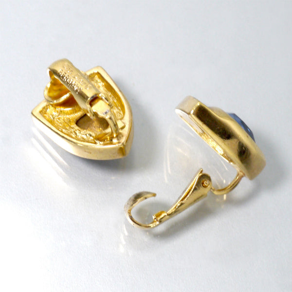 C.Dior ブルーストーン イヤリング（ゴールド）