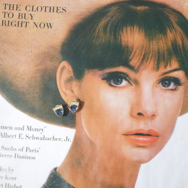 C.Dior ブルーストーン イヤリング（ゴールド）