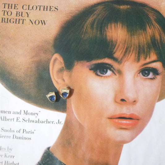 C.Dior ブルーストーン イヤリング（ゴールド）