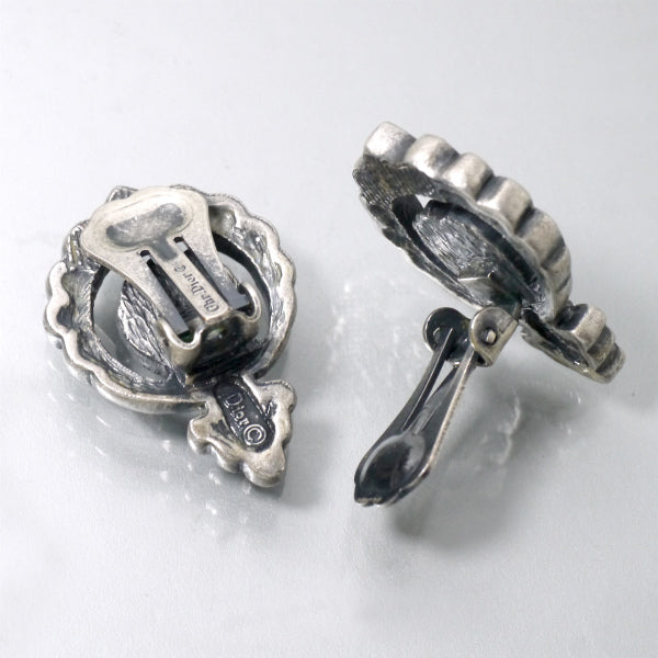 C.Dior ストーン デザインイヤリング（シルバー）