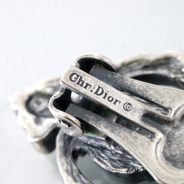 C.Dior ストーン デザインイヤリング（シルバー）