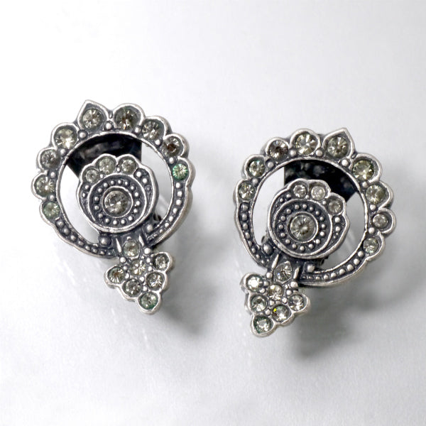 C.Dior ストーン デザインイヤリング（シルバー）