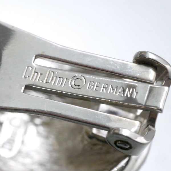 C.Dior ストーン×ブラックイヤリング（シルバー）