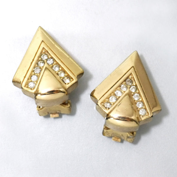 C.Dior トライアングル ストーンイヤリング（ゴールド）