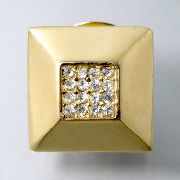 C.Dior　スクエア型ストーンイヤリング（ゴールド）