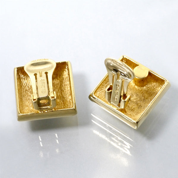 C.Dior　スクエア型ストーンイヤリング（ゴールド）