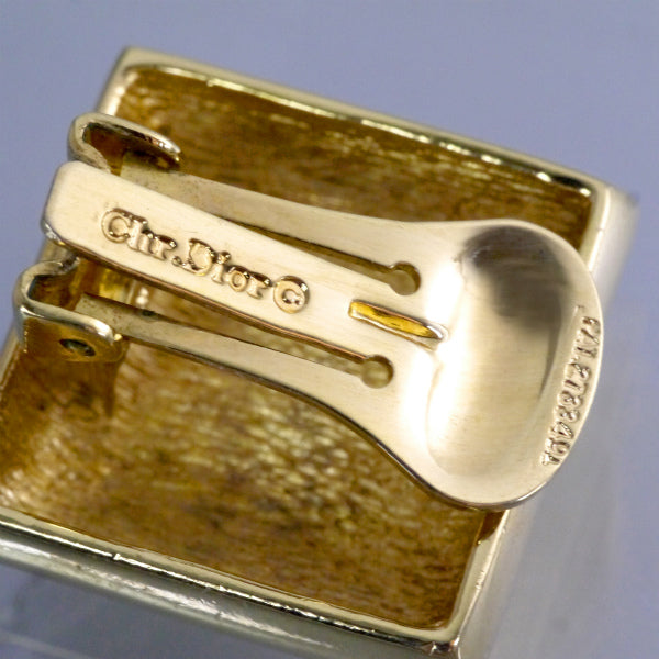 C.Dior　スクエア型ストーンイヤリング（ゴールド）