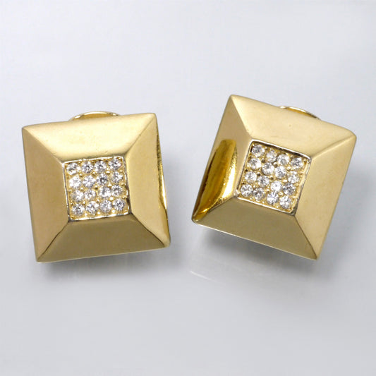 C.Dior　スクエア型ストーンイヤリング（ゴールド）