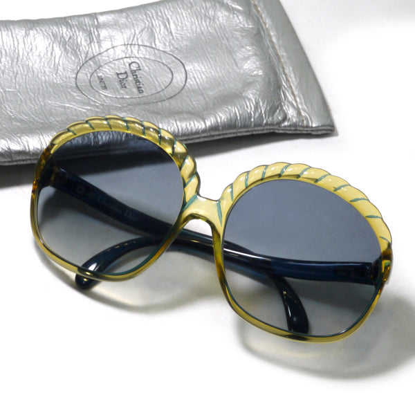 Old Dior ロープデザイン 70sサングラス（ブルー系）