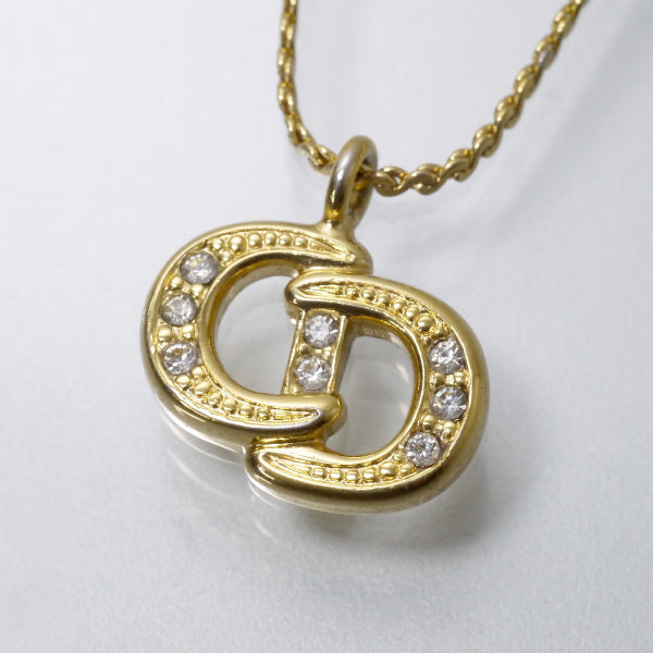 C.Dior　CDロゴビジューネックレス（ゴールド）