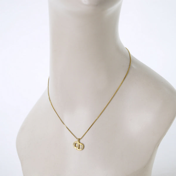 C.Dior　CDロゴビジューネックレス（ゴールド）