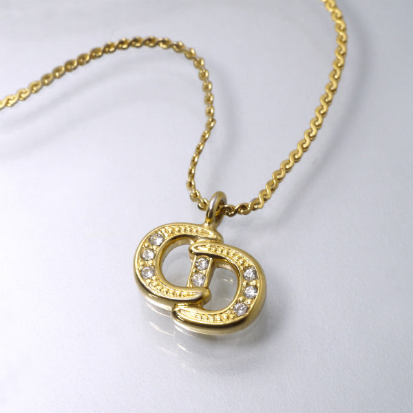 C.Dior　CDロゴビジューネックレス（ゴールド）
