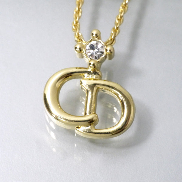 C.Dior　CDロゴストーンネックレス（ゴールド）