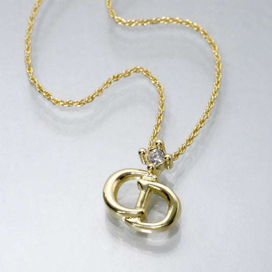 C.Dior　CDロゴストーンネックレス（ゴールド）