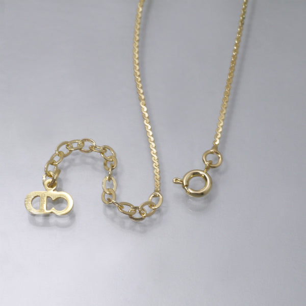 C.Dior　ラインストーンCDロゴプレートネックレス（ゴールド）