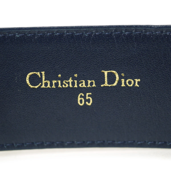 Old Dior　ロゴバックル レザーウエストベルト（紺）