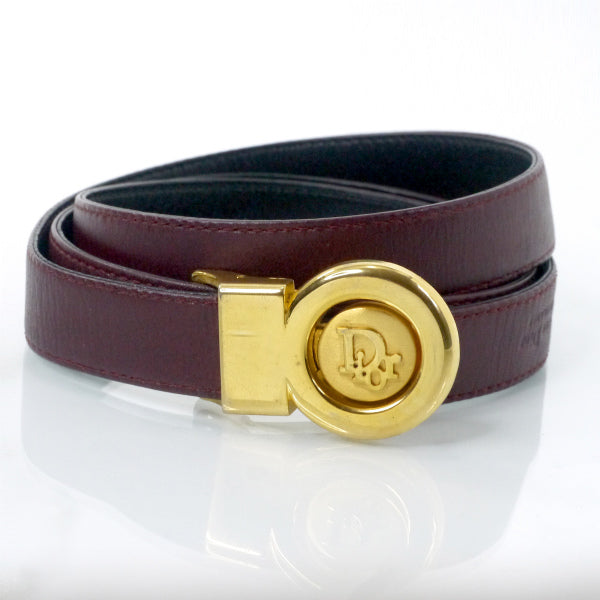 Old Dior レザーリバーシブルベルト（ボルドー/黒）