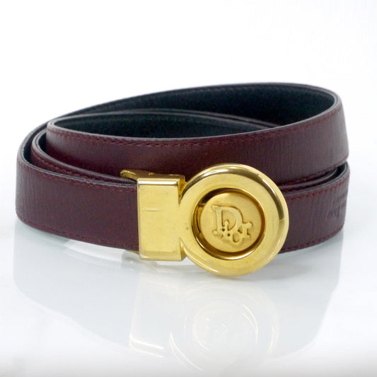 Old Dior レザーリバーシブルベルト（ボルドー/黒）