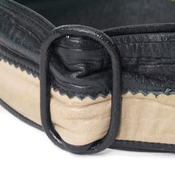 Old Dior　バイカラー レザーウエストベルト（黒/ベージュ）