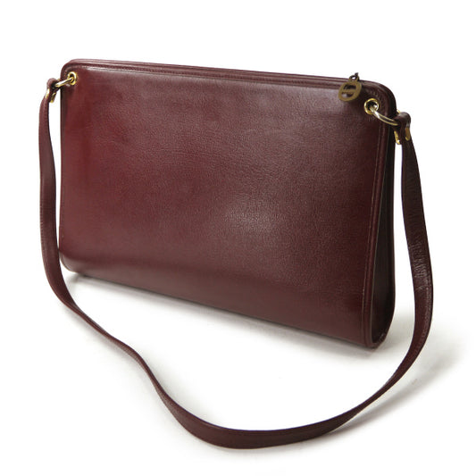 Old Dior 総革べっ甲ロゴ横長ショルダー（ボルドー）