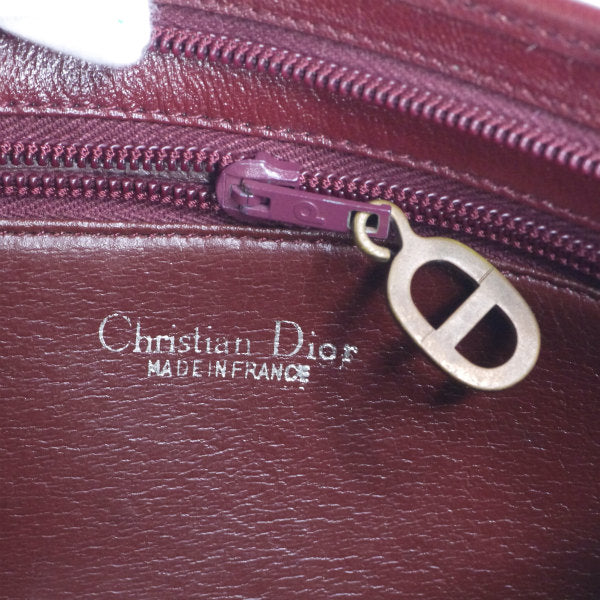 Old Dior 総革べっ甲ロゴ横長ショルダー（ボルドー）
