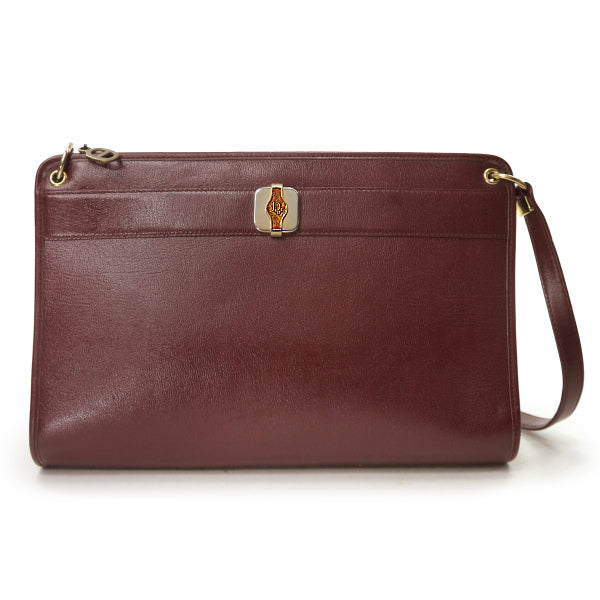 Old Dior 総革べっ甲ロゴ横長ショルダー（ボルドー）