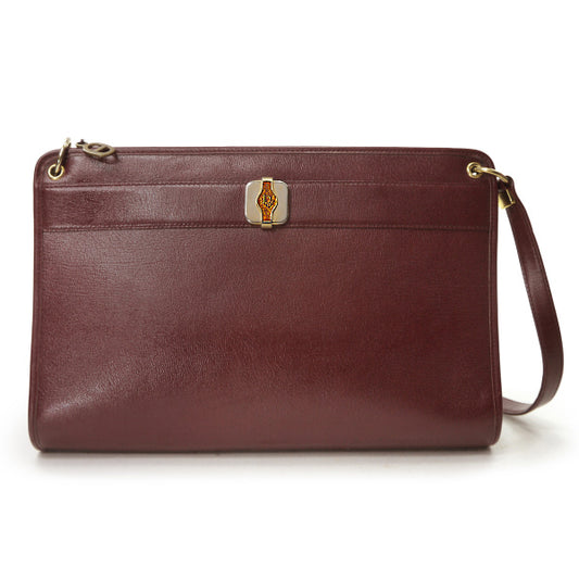 Old Dior 総革べっ甲ロゴ横長ショルダー（ボルドー）