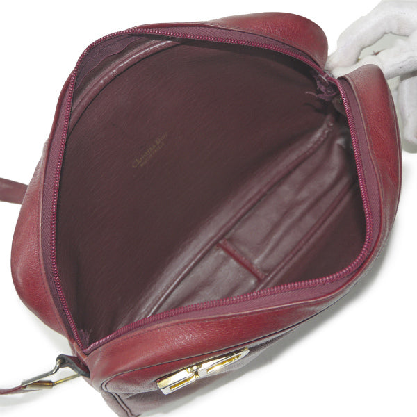 Old Dior 総革CDロゴ横長ワンショルダー（濃赤）