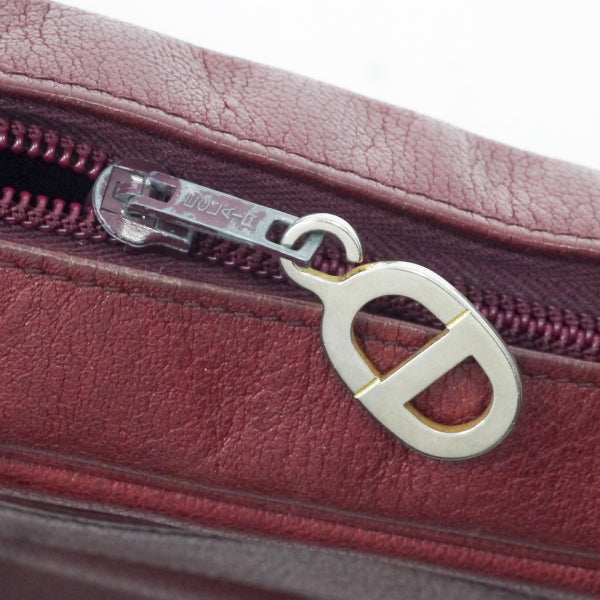 Old Dior 総革CDロゴ横長ワンショルダー（濃赤）