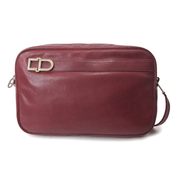 Old Dior 総革CDロゴ横長ワンショルダー（濃赤）