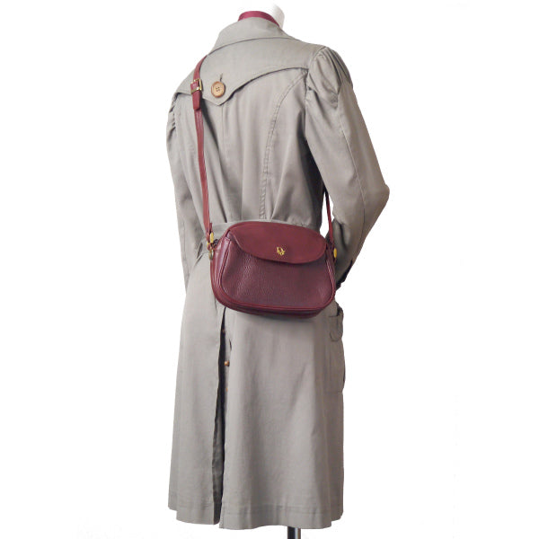 OLD Dior コンビレザー ロゴ金具ショルダー（ボルドー）