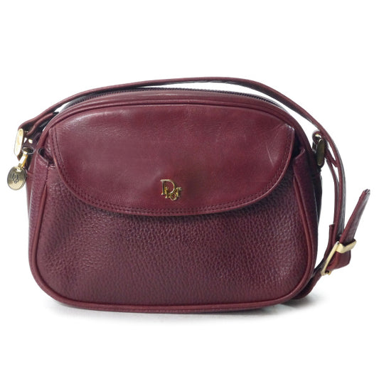OLD Dior コンビレザー ロゴ金具ショルダー（ボルドー）