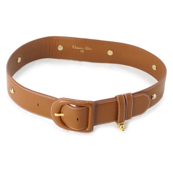 OLD Dior Dバックル スタッズレザーベルト（茶）
