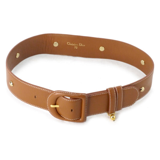 OLD Dior Dバックル スタッズレザーベルト（茶）